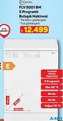 FLAVEL FLV5001 BM 5 PROGRAMLI BULAŞIK MAKİNESİ fiyat ve kampanya bilgisi